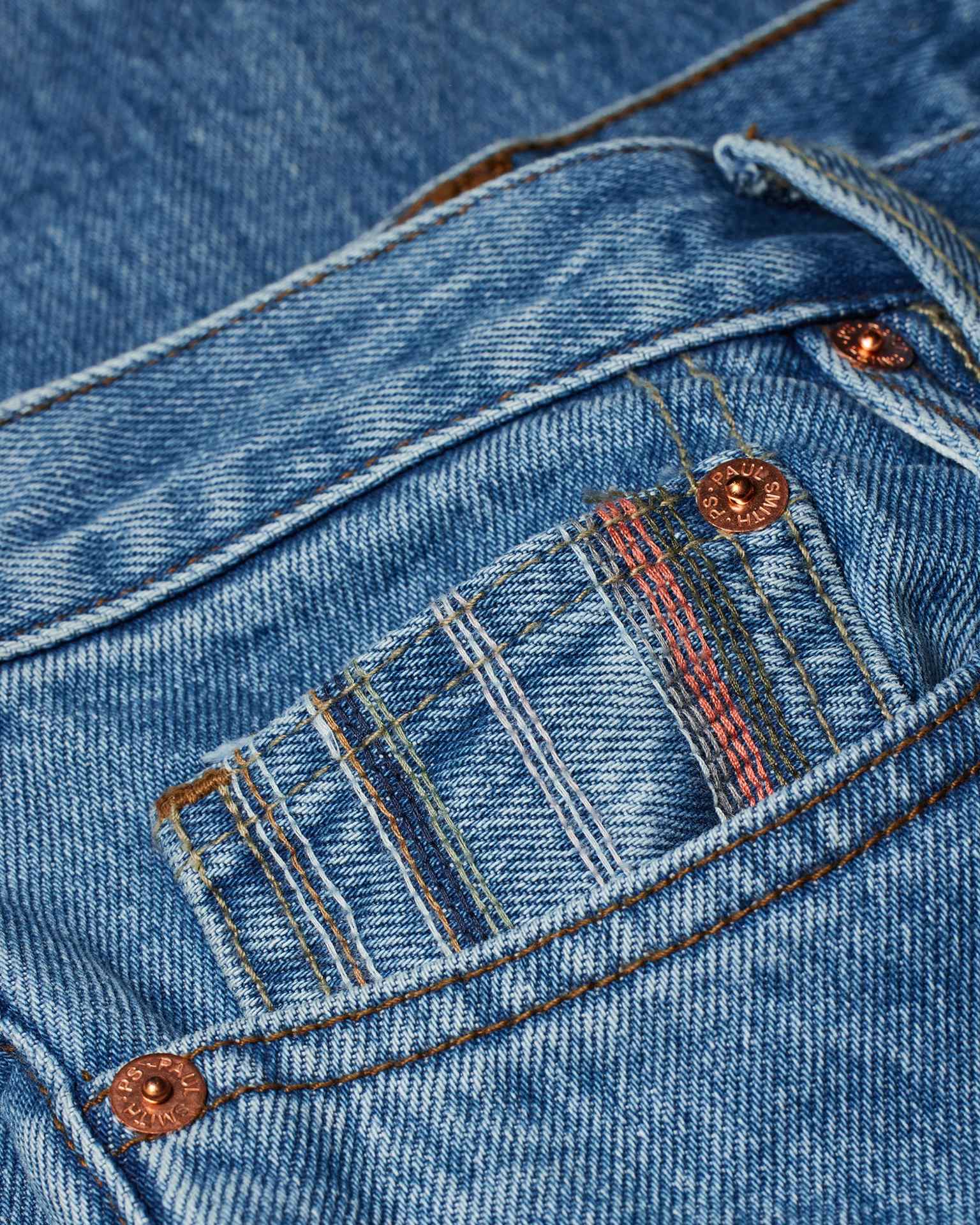 Men's Standard-Fit Light-Wash Embroidered-Stripe Jeans